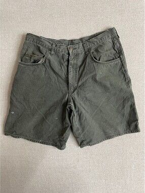 Big Smith Mens Cargo Carpenter Shorts Olive Green Workwear Ripstop Size 34